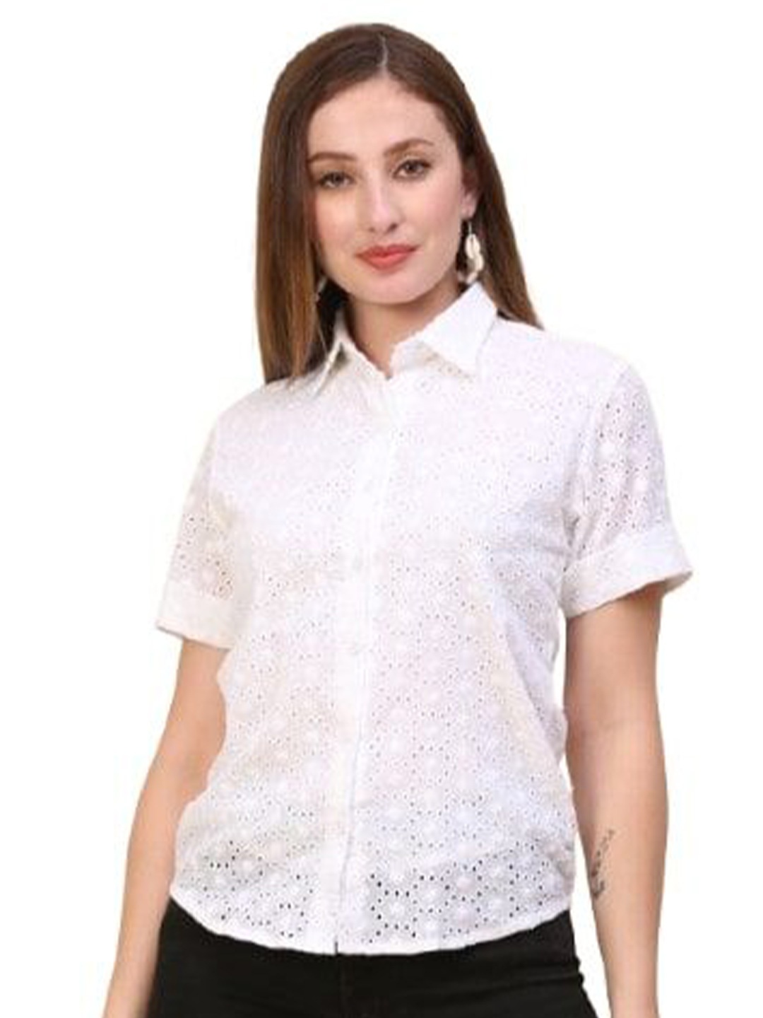 

JC JUMMY COUTURE Cotton Shirt Style Top, White