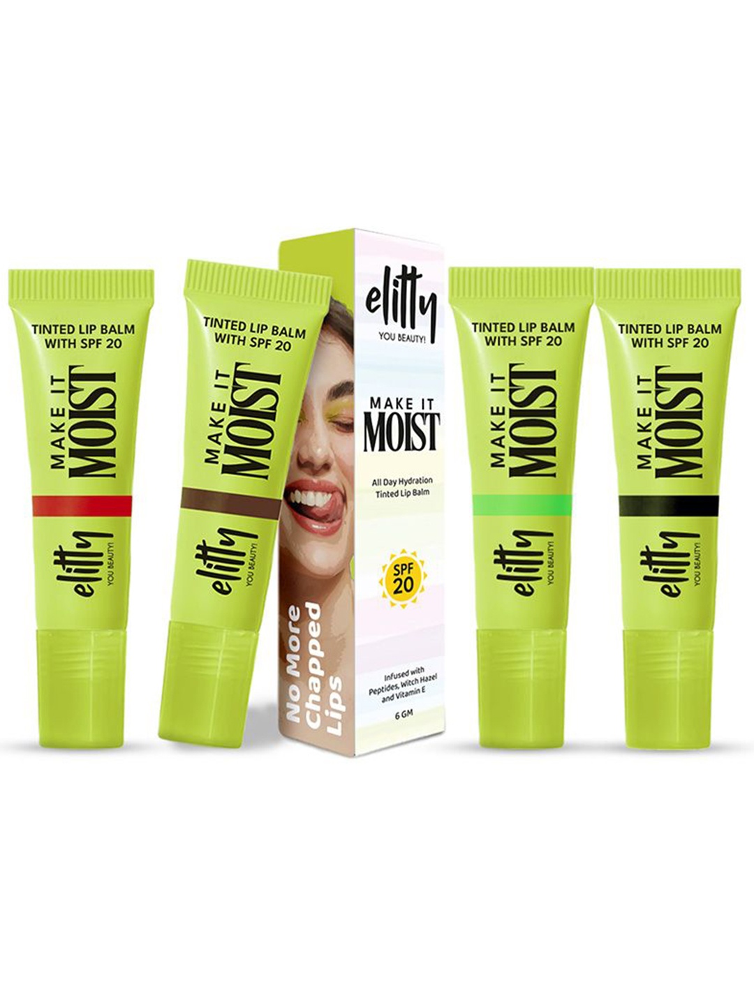 

Elitty Set Of 4 Make It Moist Lip Balm With Vitamin E - 6 g Each, Black