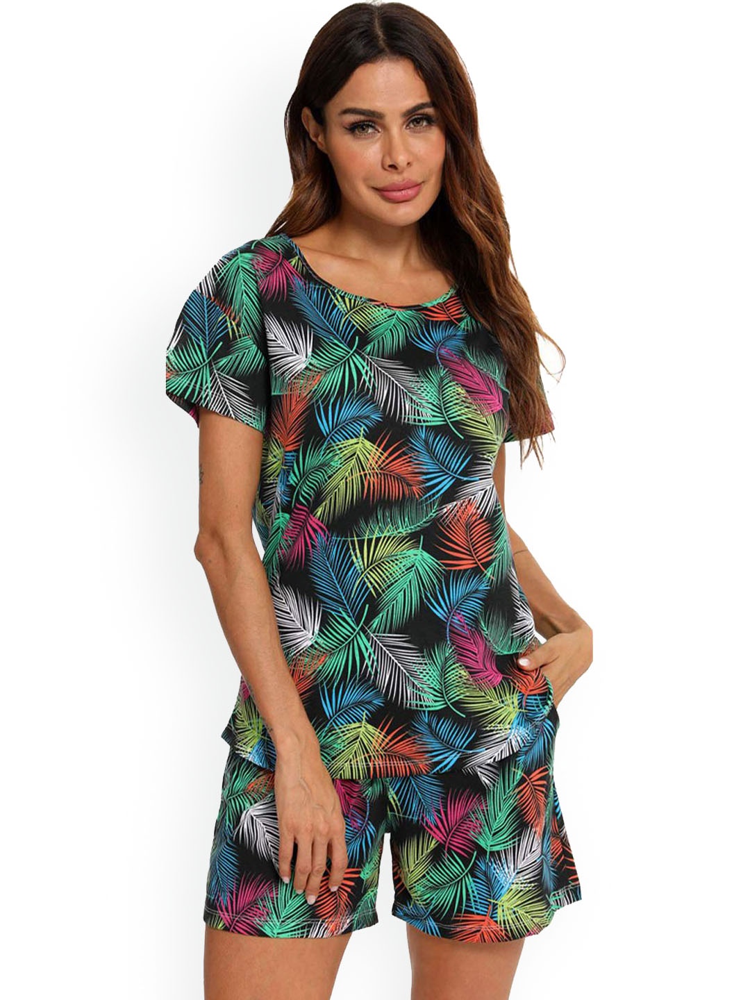 

Dreambe Women Printed Night suit, Green