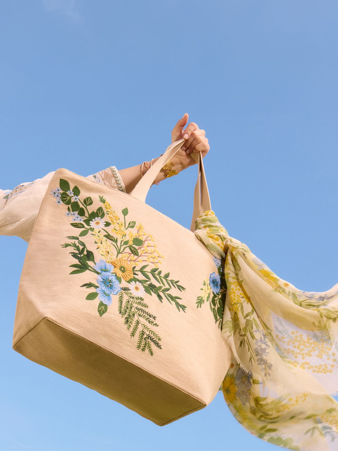 

Accessorize Floral Shopper Tote Bag with Tasselled, Cream
