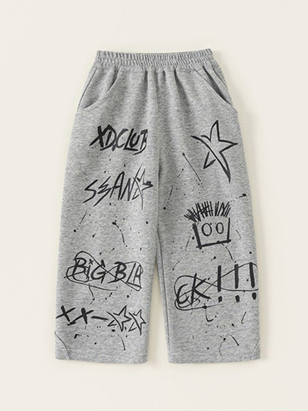 

LULU & SKY Girls Printed Straight Fit High-Rise Cargos Trousers, Grey