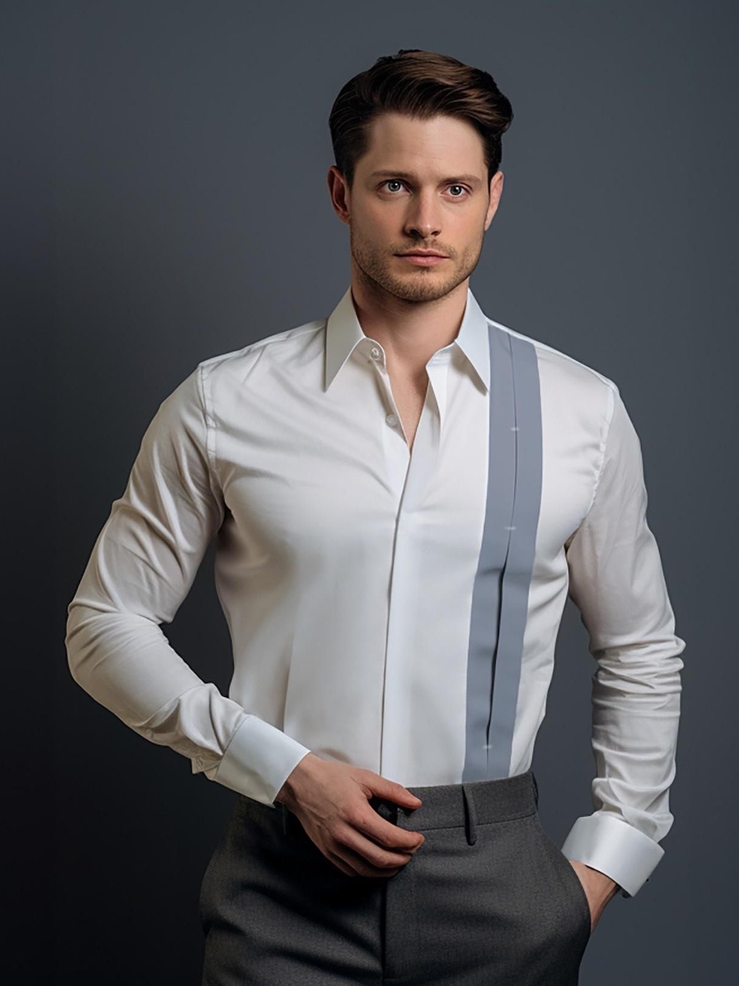 

HE SPOKE Men Smart Tailored Fit Opaque Formal Shirt, White