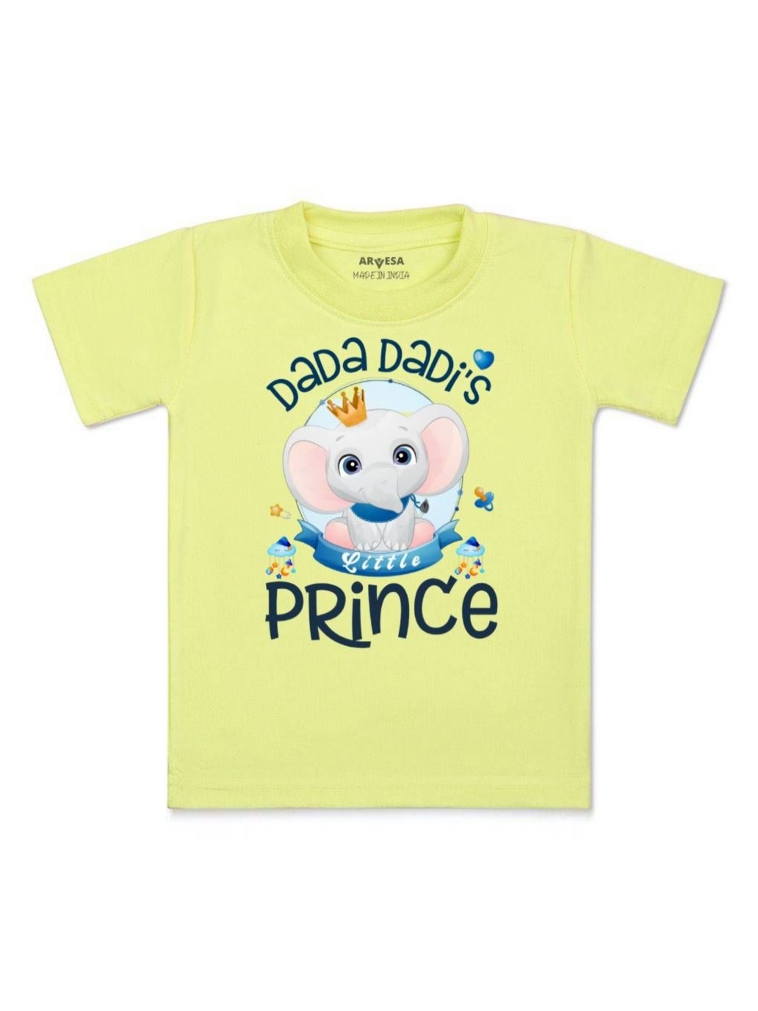 

Arvesa Kids Dada Dadi Little Prince Printed Tshirt, Yellow