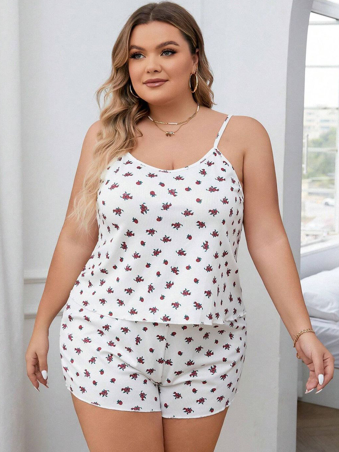 

Dreambe Women Printed Night suit, White