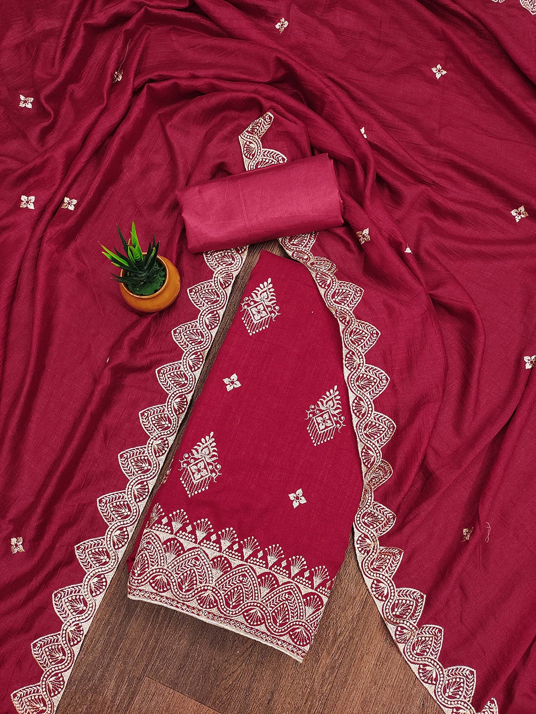

SAINOOR Embroidered Unstitched Dress Material, Pink