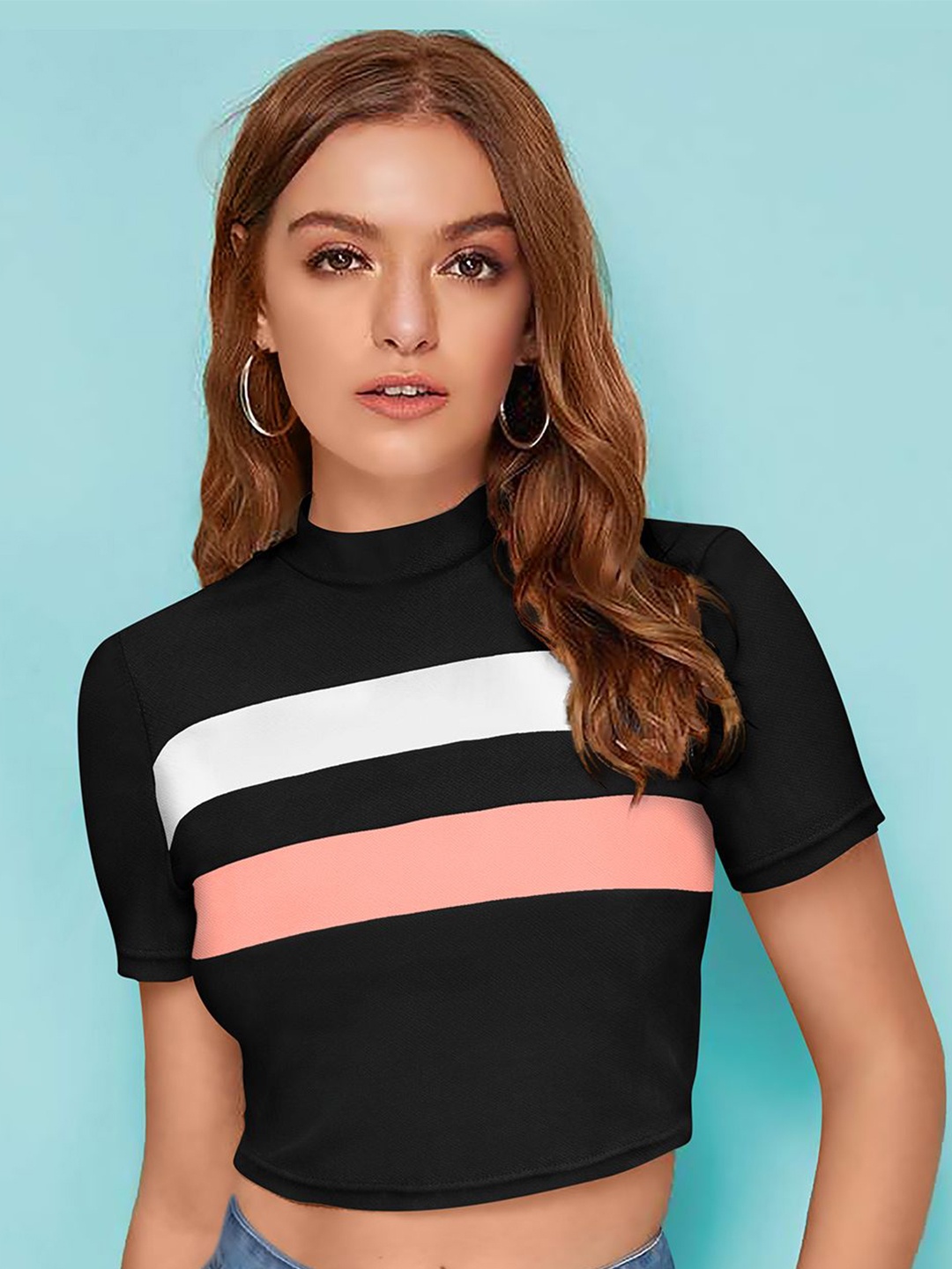 

CORSICA Striped Crop Top, Black