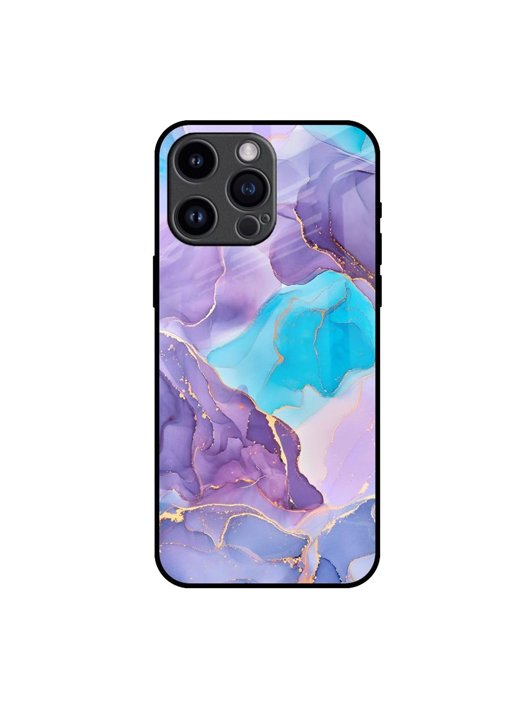 

QRIOH Alcohol ink Marble Real Printed iPhone 14 Pro Max Back Case, Purple