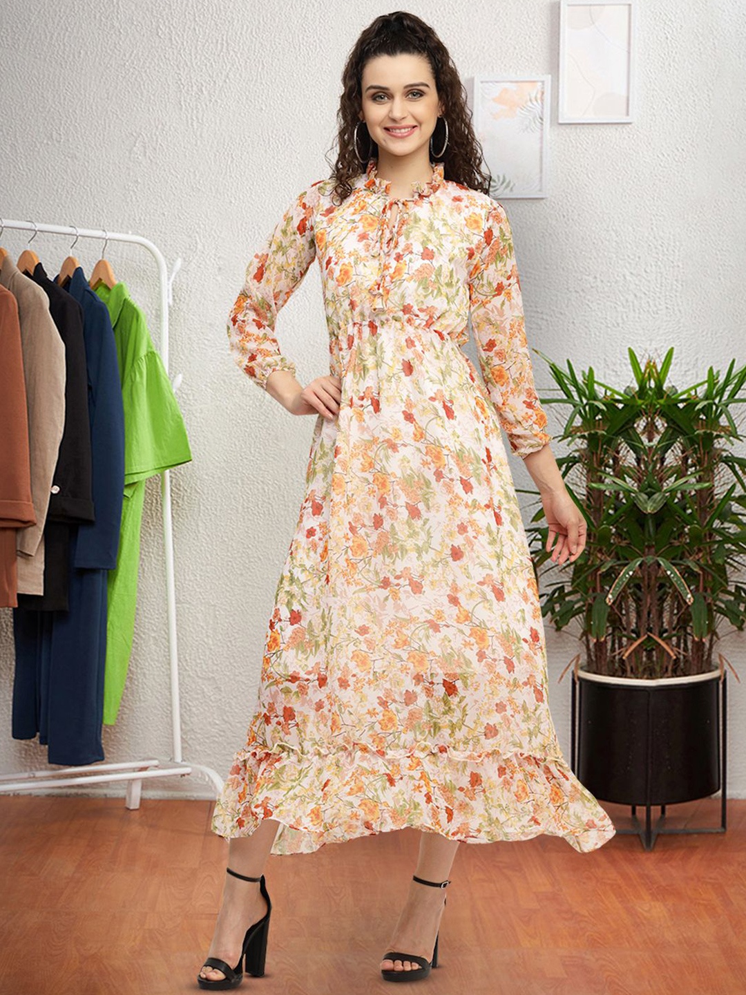 

Moda Rapido Floral Print Keyhole Neck Applique Fit & Flare Dress, Multi
