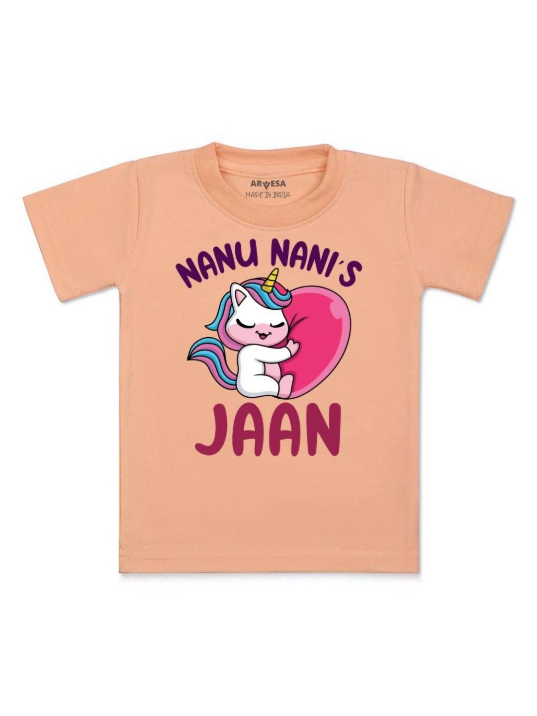 

Arvesa Kids Nana Nani Jaan Printed Tshirt, Peach