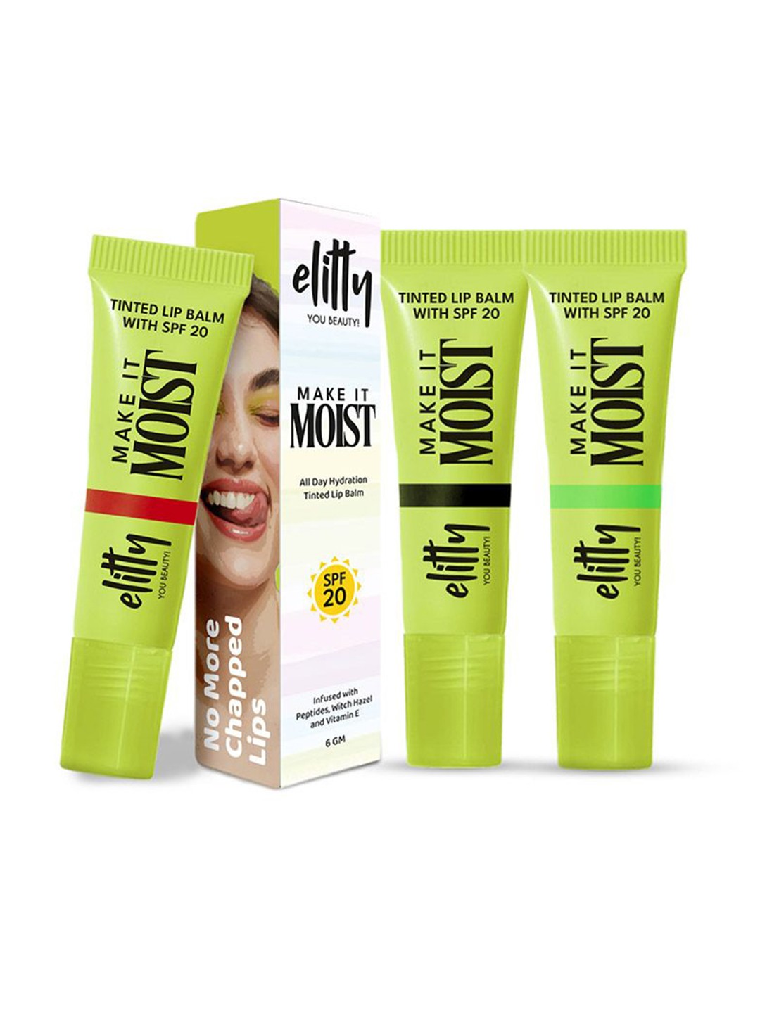 

Elitty Set Of 3 Baddie Lip Balm Combo With Peptides & Vitamin E - 6 g Each, Black