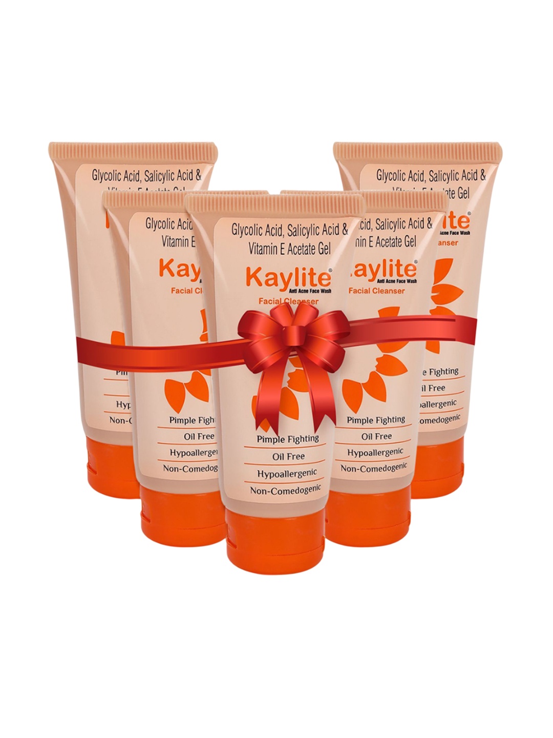 

Kaylite Set Of 5 Anti Acne Face Wash Salicylic Acid & Vitamin E- 60 ml Each, Peach