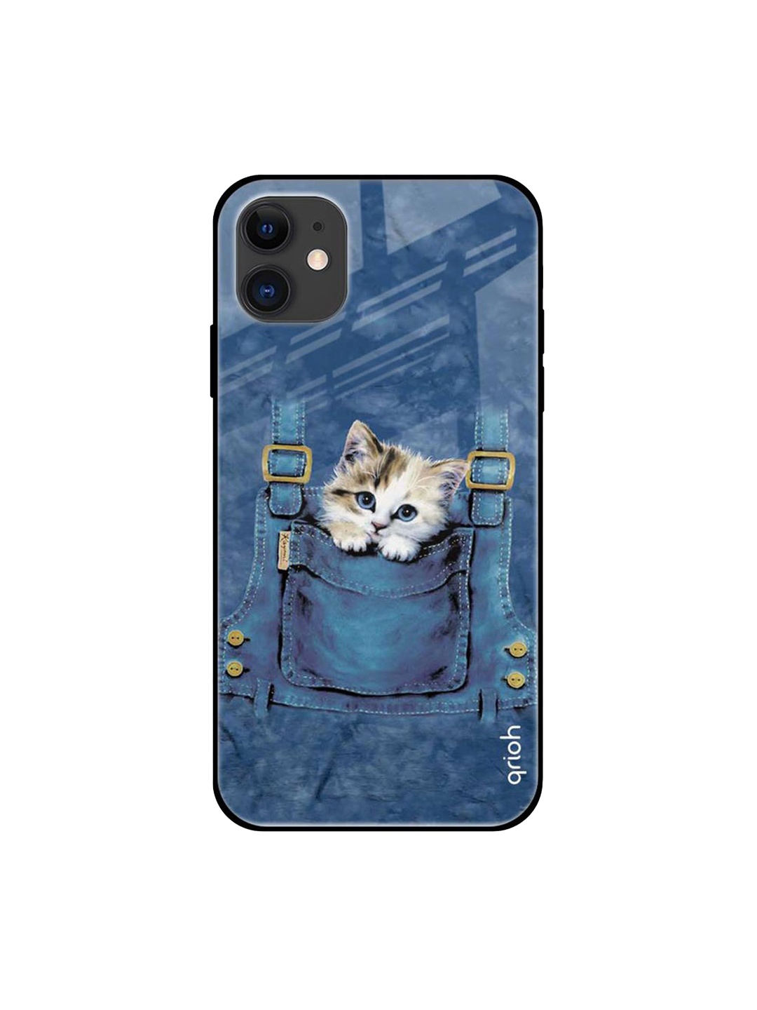 

QRIOH Kitty In Pocket Printed iPhone 12 Mini Back Case, Blue