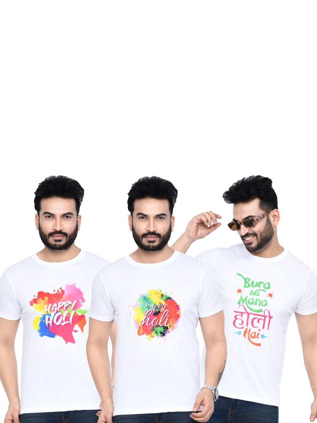 

RAPL Men 3 Printed Applique T-shirt, White
