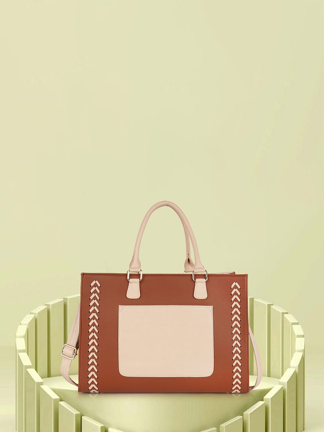 

ROMOFY Tote Bag with Cut Work, Tan