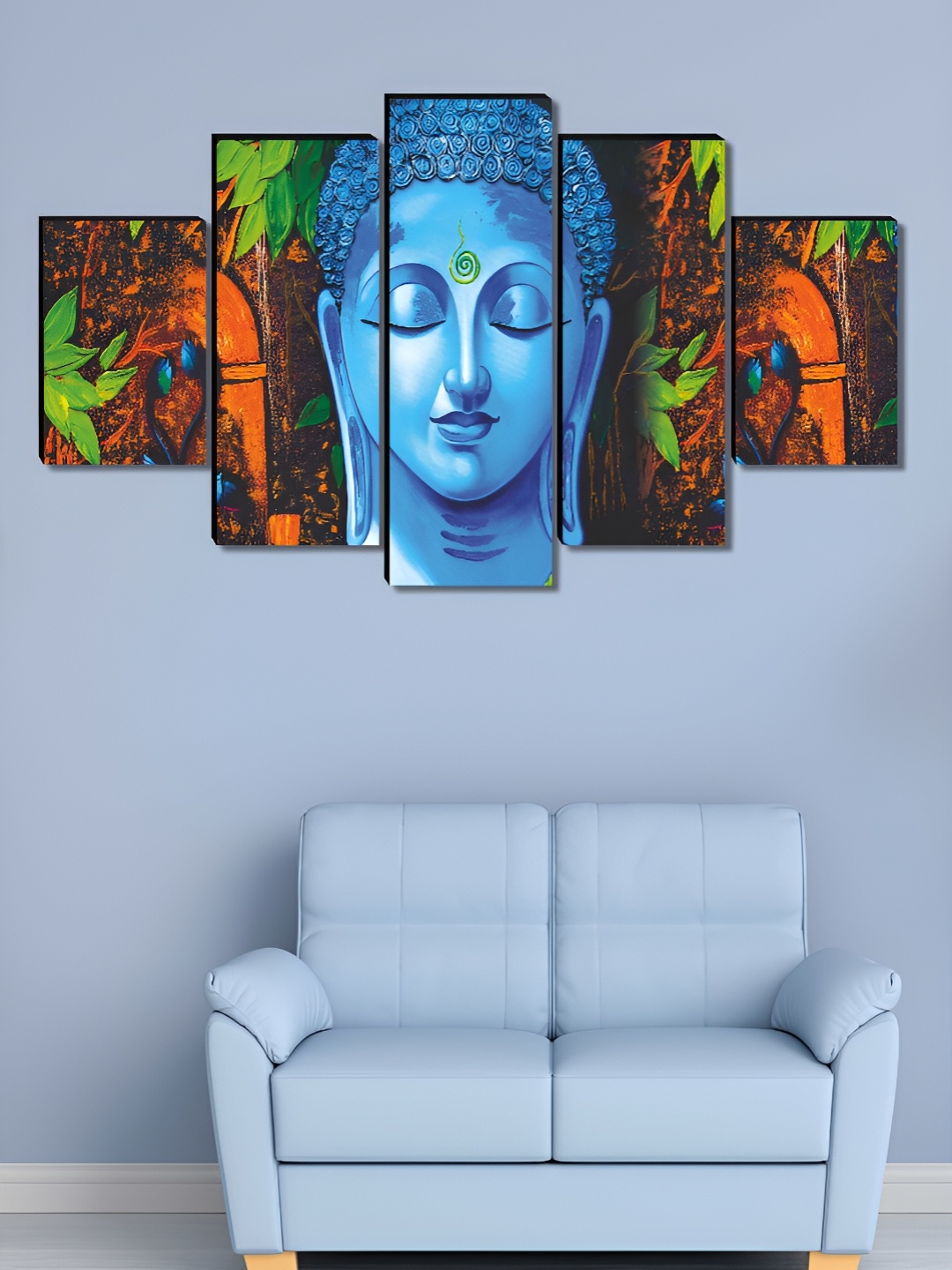 

Aura Blue & Red 5 Piece Wood Religious Wall Paintings