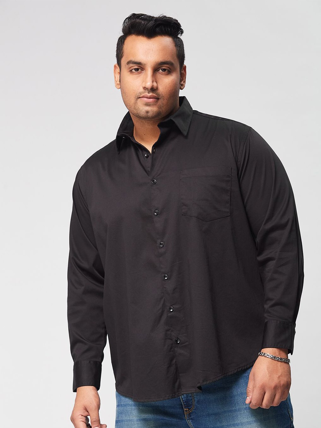 

Big Hello - The Plus Life Men Comfort Opaque Casual Shirt, Black