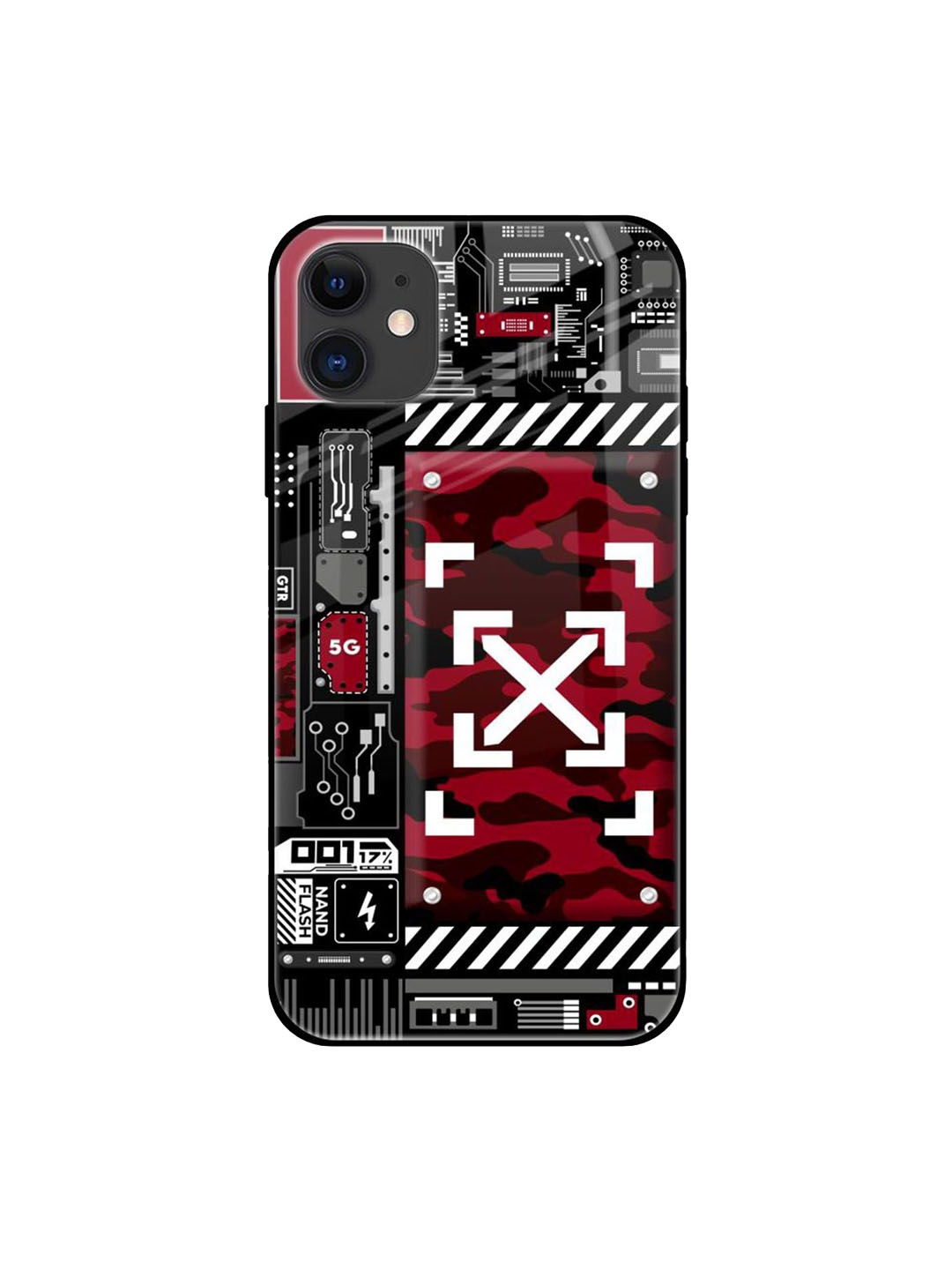 

QRIOH Technology Art Printed iPhone 12 Mini Back Case, Maroon