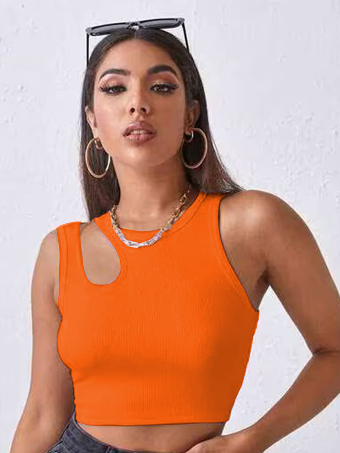 

Mast & Harbour Cotton Tank Crop Top, Orange