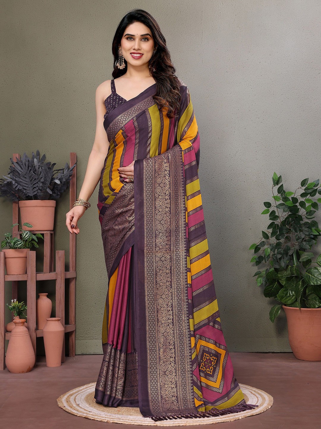 

Moda Rapido Poly Georgette Saree, Purple