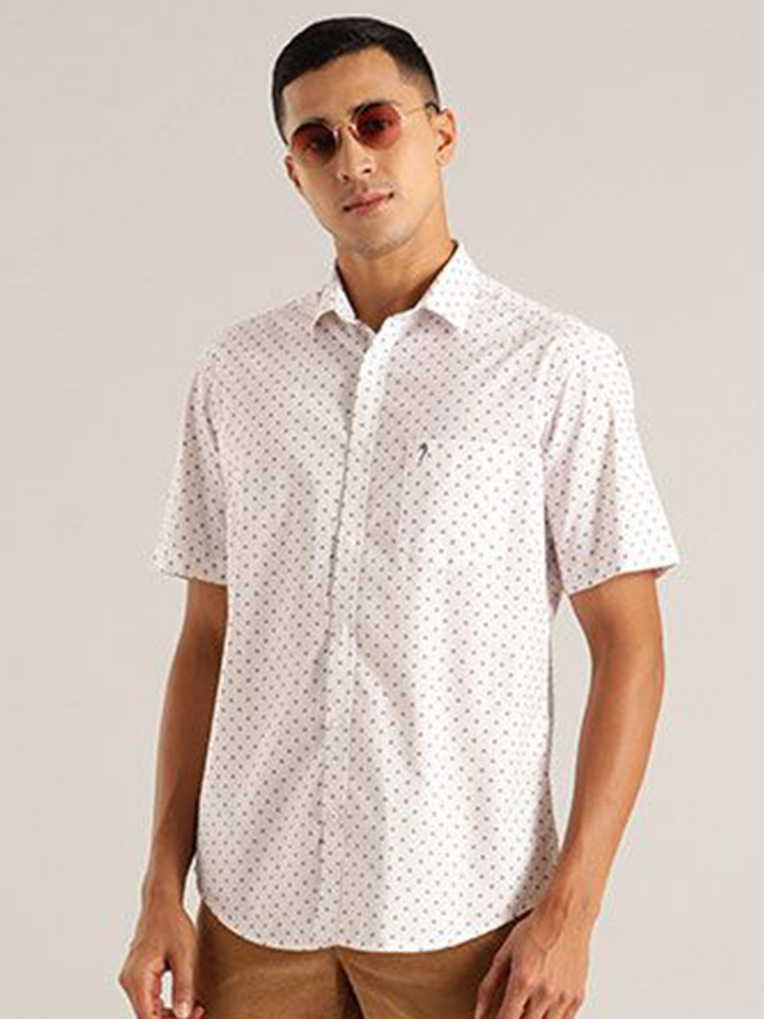 

Indian Terrain Men Slim Fit Opaque Printed Casual Shirt, White