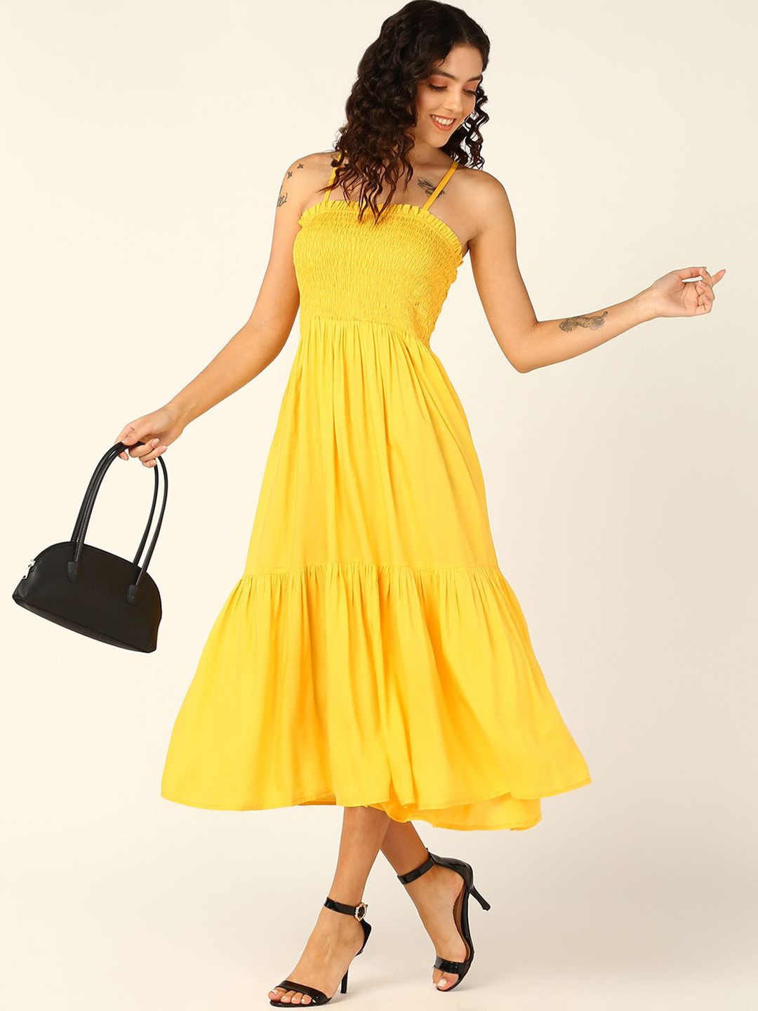 

CORSICA Fit & Flare Midi Dress, Yellow