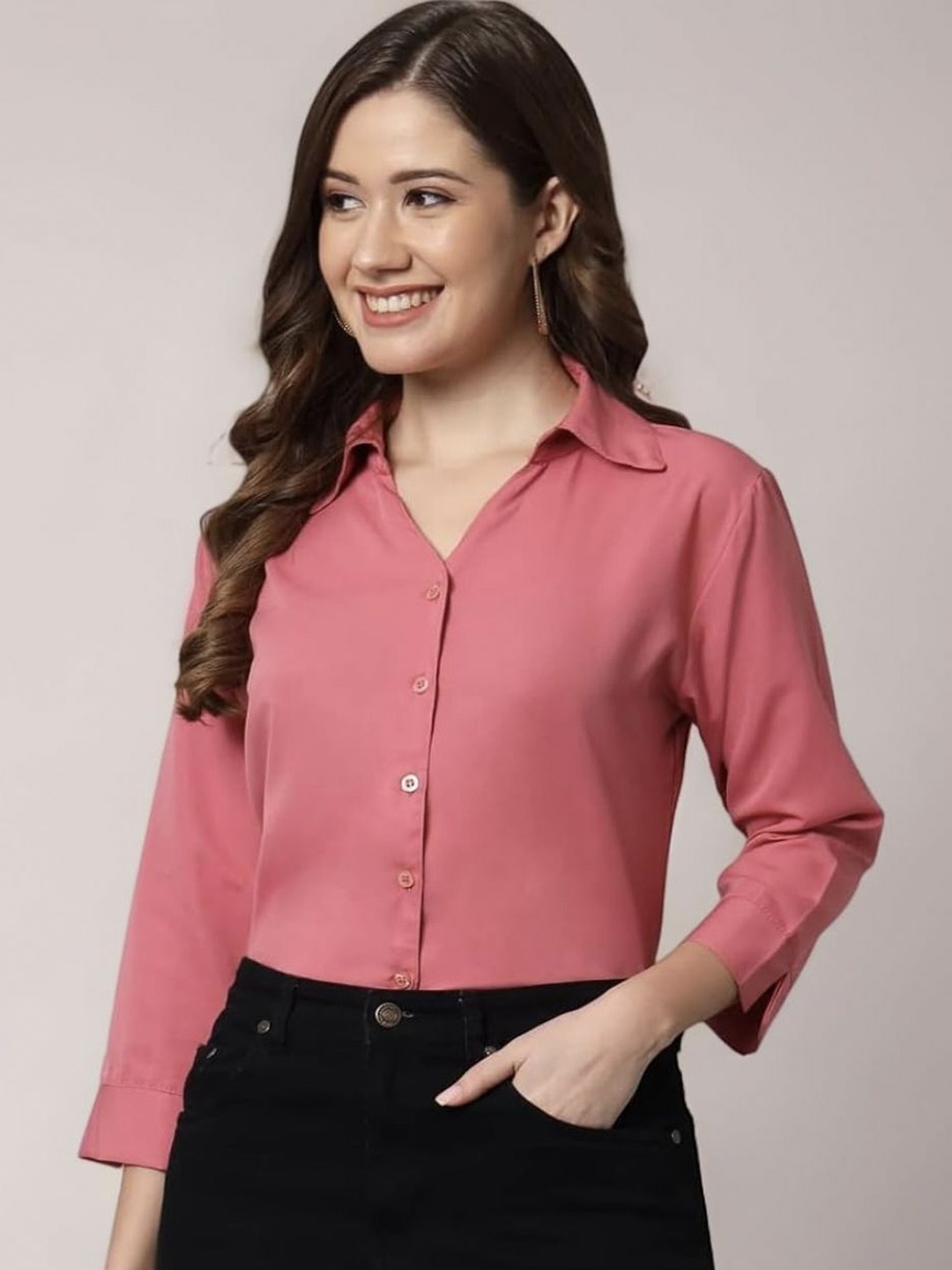 

HELLO DESIGN Women Opaque Casual Shirt, Pink