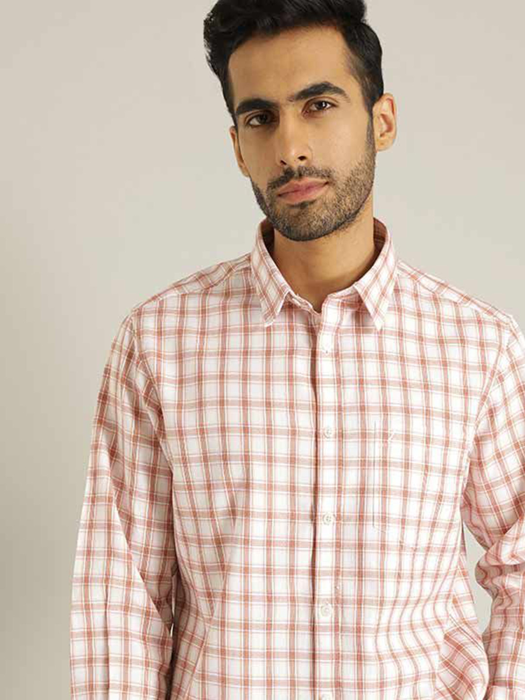 

Indian Terrain Men Slim Fit Tartan Checks Opaque Checked Casual Shirt, Yellow