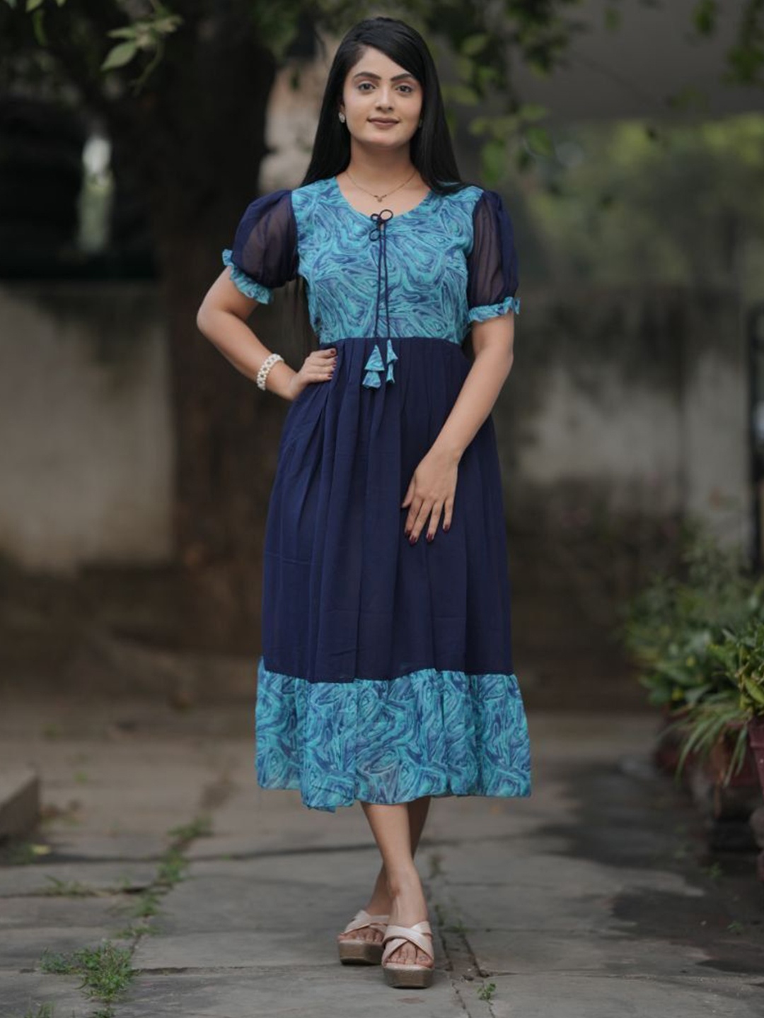

VORIMA Printed Straight Kurta, Blue