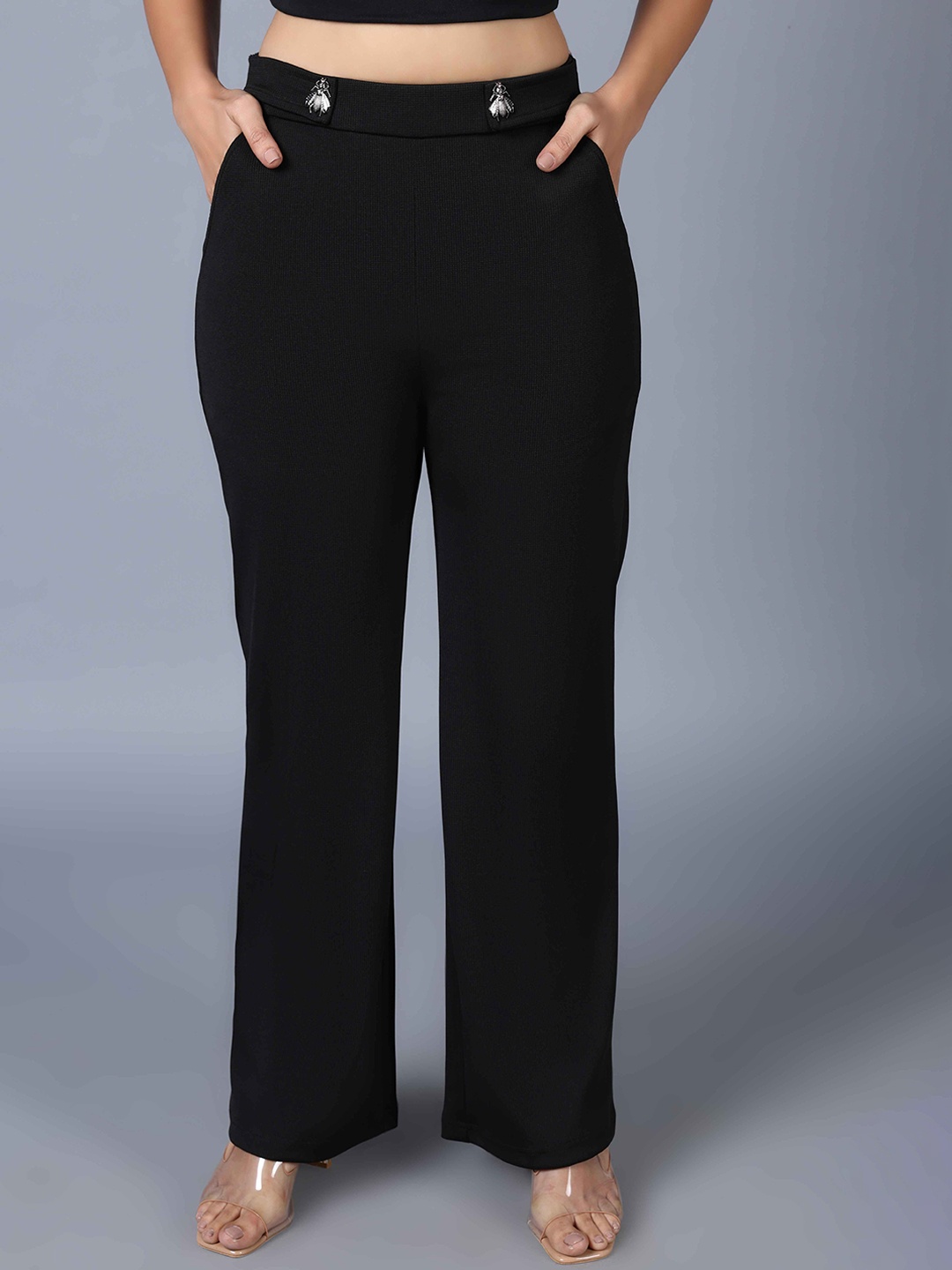

NOT SO PINK Women Relaxed Trousers, Black
