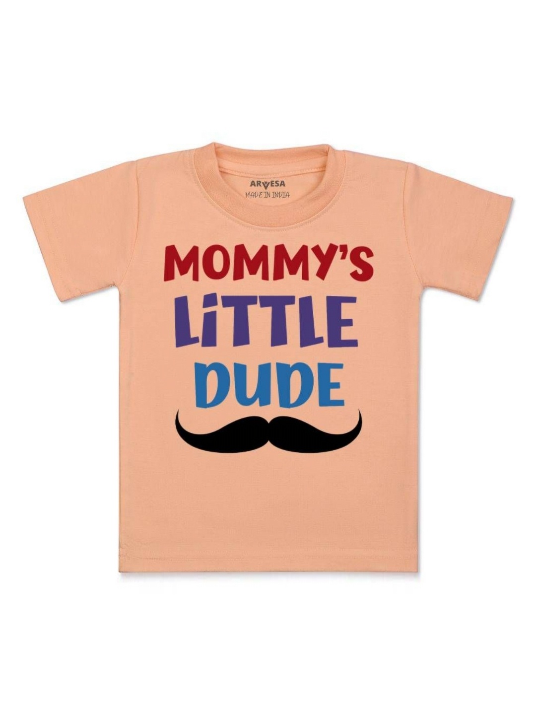 

Arvesa Kids Mommy Little Dude Printed Tshirt, Peach
