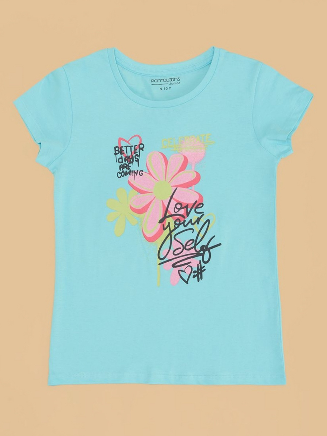 

Pantaloons Junior Girls Tropical T-shirt, Blue