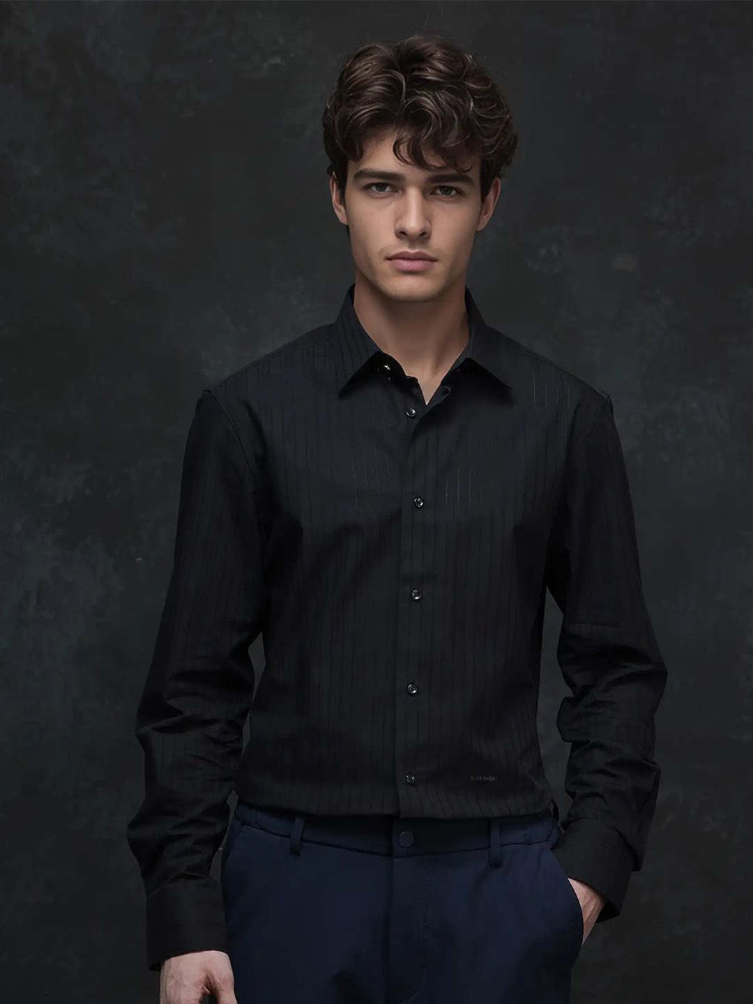 

RARE RABBIT Men Comfort Opaque Casual Shirt, Black