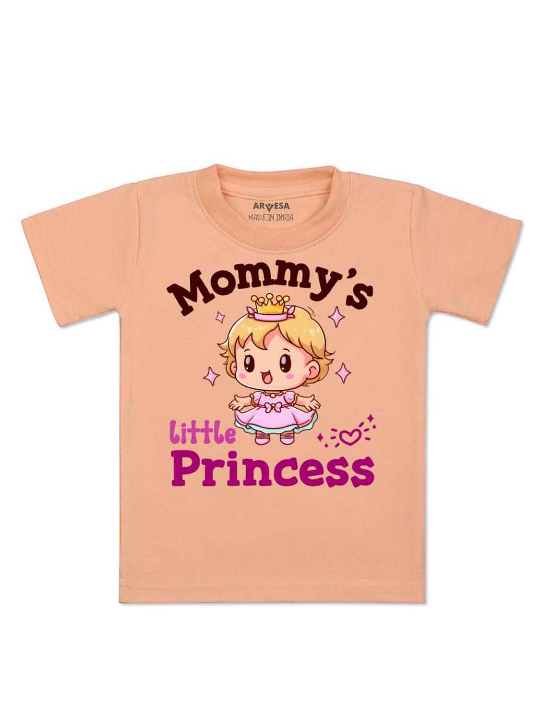 

Arvesa Kids Mommy Little Prince Printed Tshirt, Peach