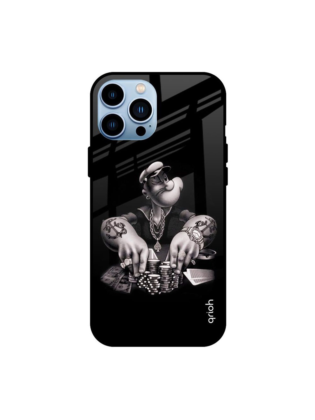 

QRIOH Quirky Printed iPhone 13 Pro Back Case Mobile Accessories, Black