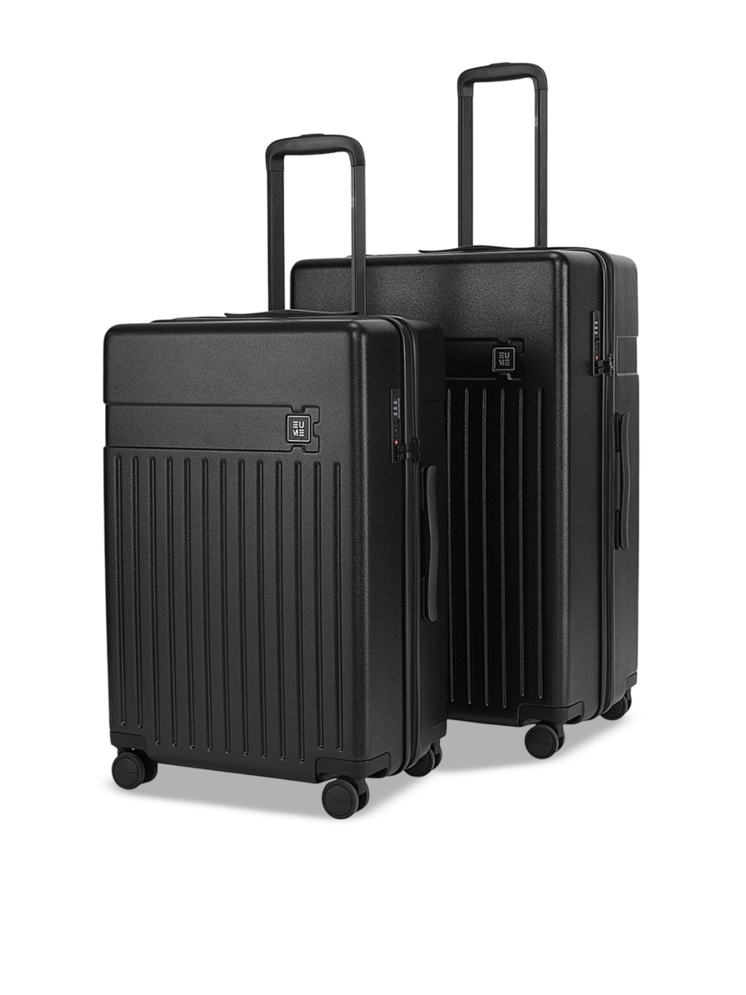 

EUME Set Of 2 Textured Hard-Sided Trolley Suitcase, Black