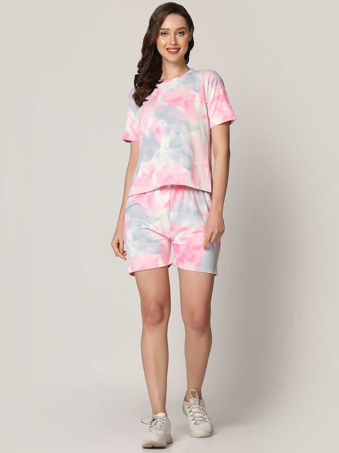 

Dreambe Printed Short Sleeve T-Shirt & Shorts Co-Ords, Pink