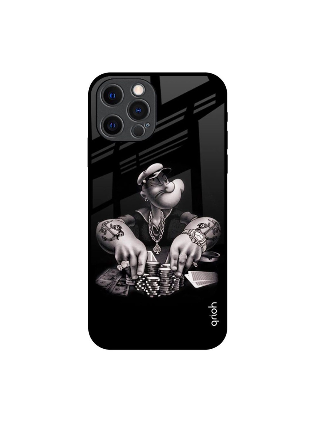 

QRIOH Quirky Printed iPhone 12 Pro Back Case Mobile Accessories, Black