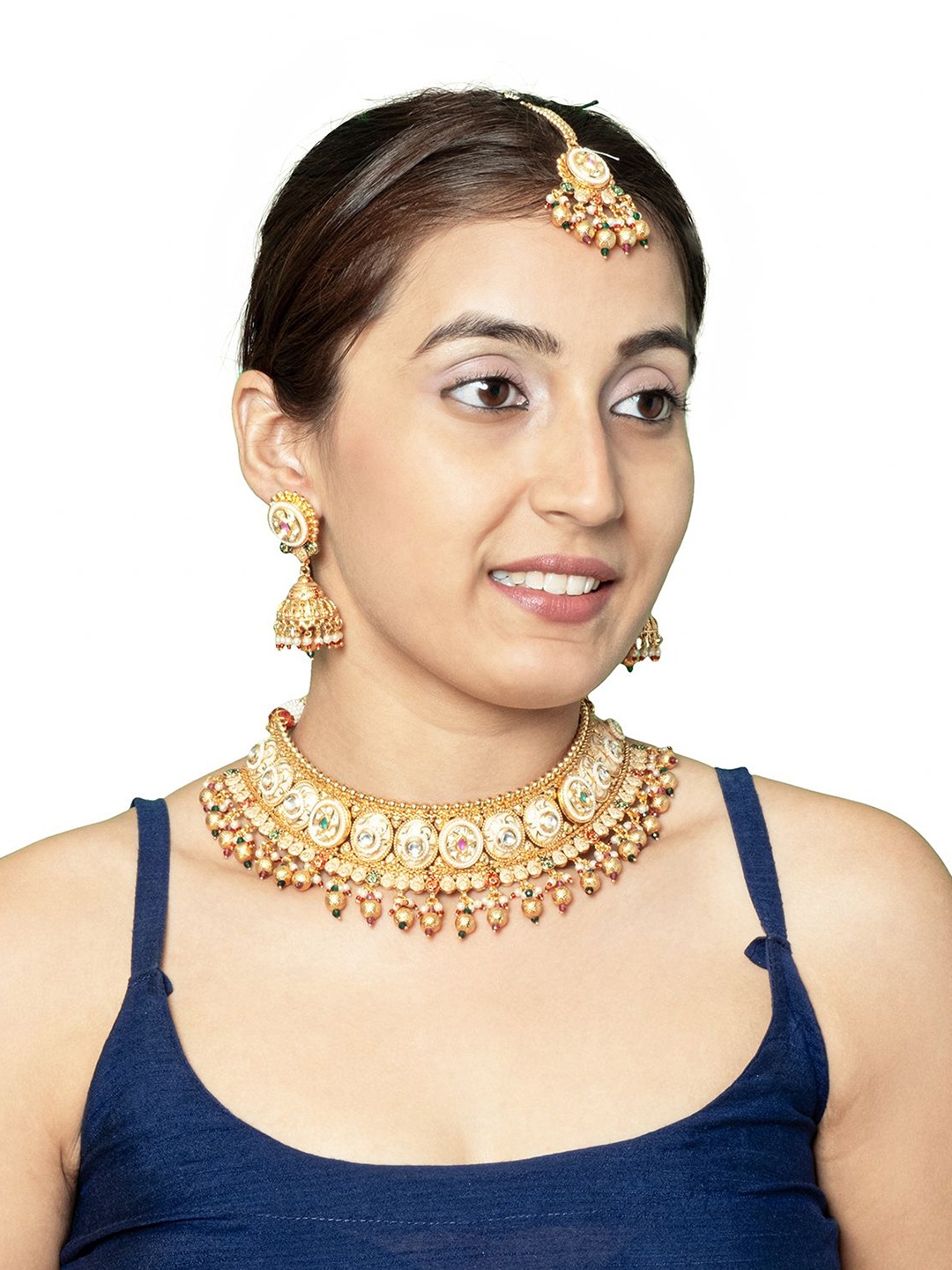 

Shining Jewel - By Shivansh Gold-Plated Kundan Studded Jewellery Set