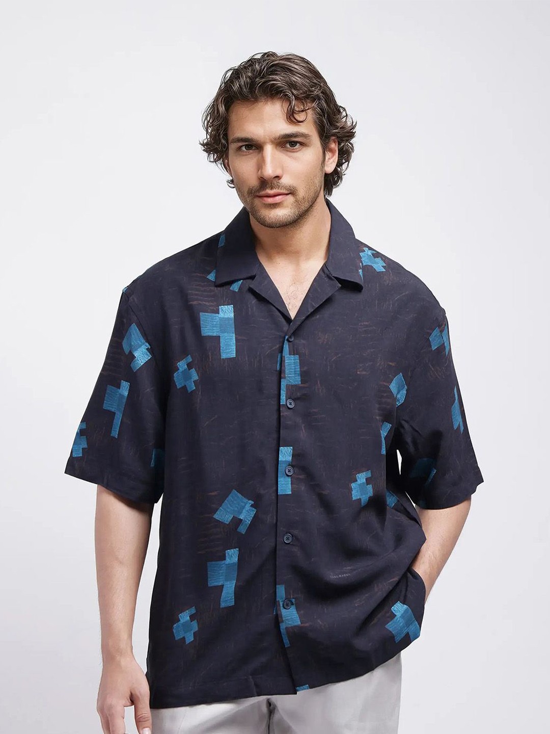 

RARE RABBIT Men Comfort Opaque Printed Casual Shirt, Brown