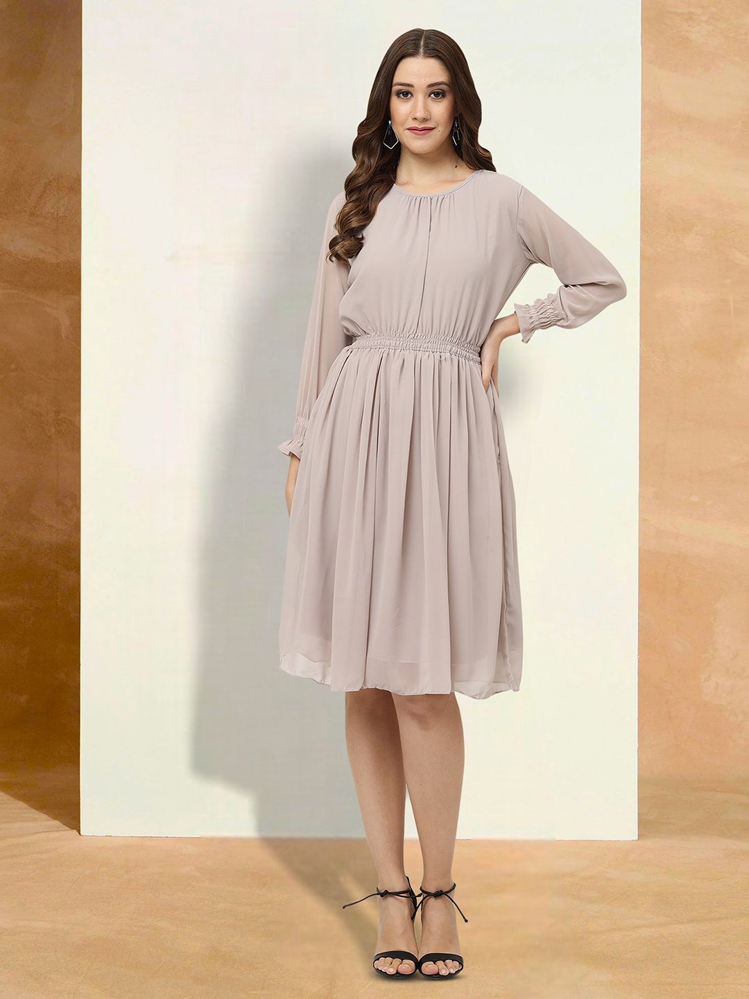

Moda Rapido Applique Fit & Flare Dress, Peach
