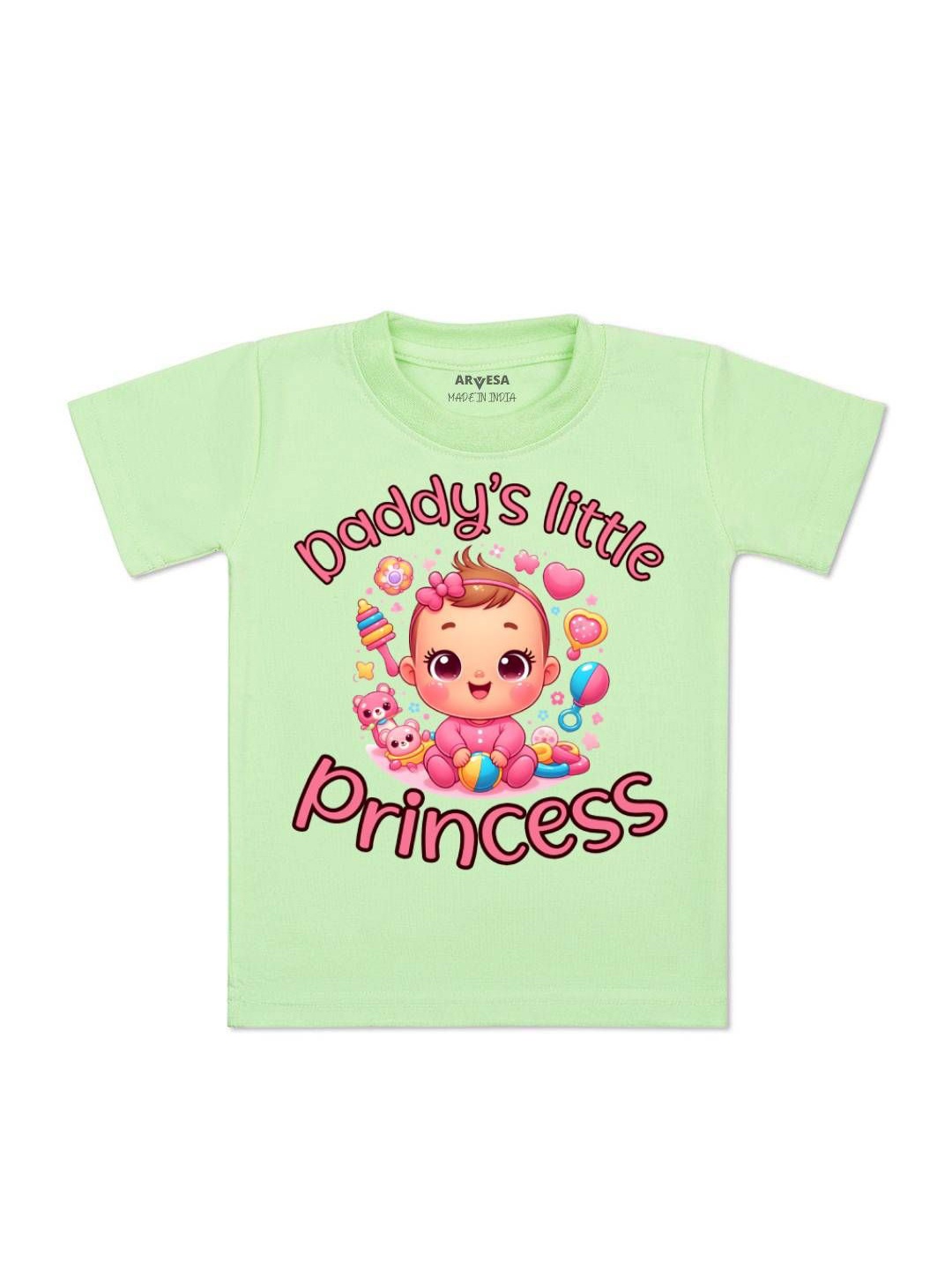 

Arvesa Kids Daddy Little Princess Printed Tshirt, Green