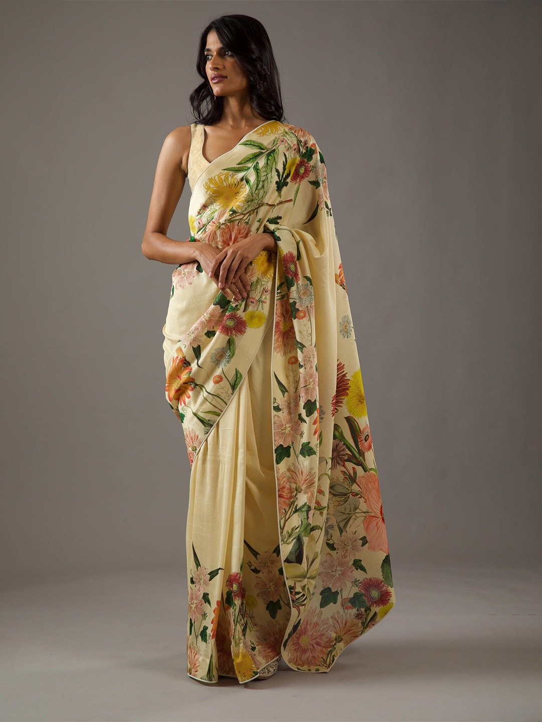 

Moda Rapido Embellished Poly Georgette Designer Saree, Yellow