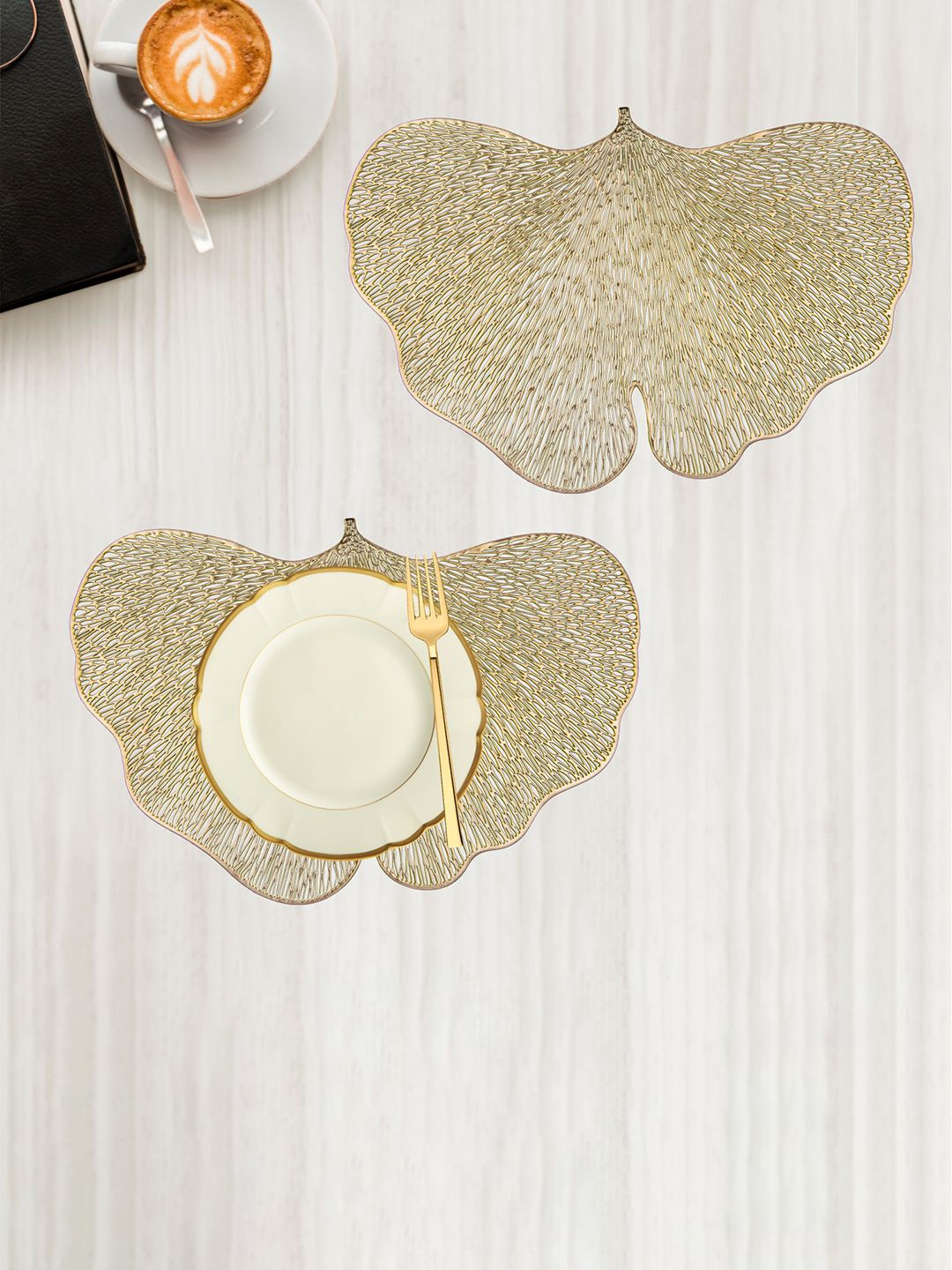 

Kuber Industries Gold Toned 2 Pieces Textured Table Placemats