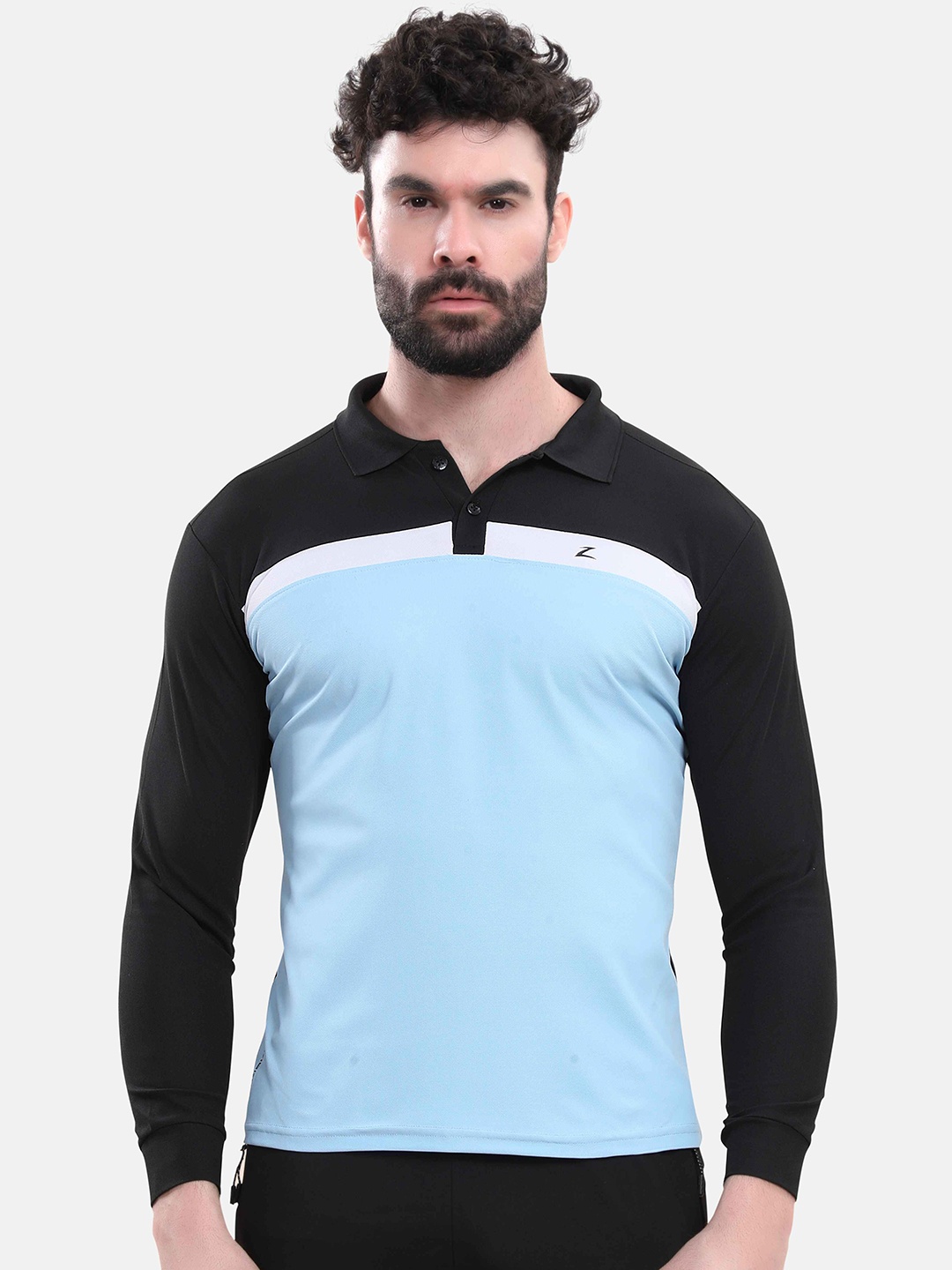 

Z Zagros Men Colourblocked Polo Collar T-shirt, Black