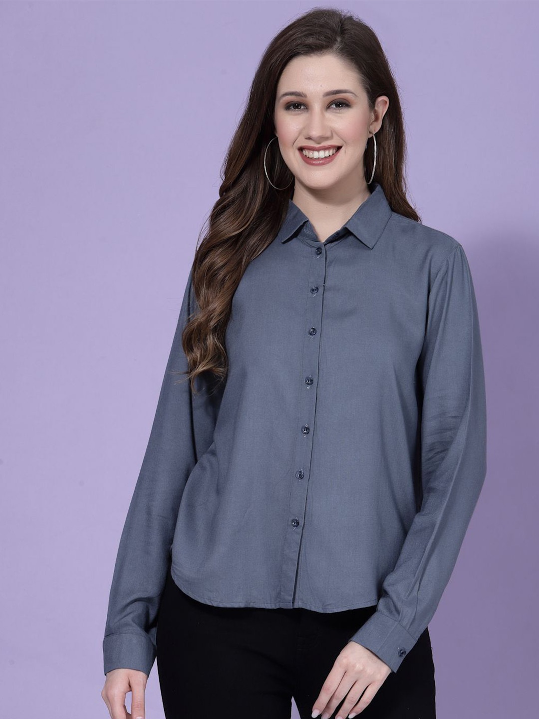 

Oomph! Women Floral Opaque Casual Shirt, Grey