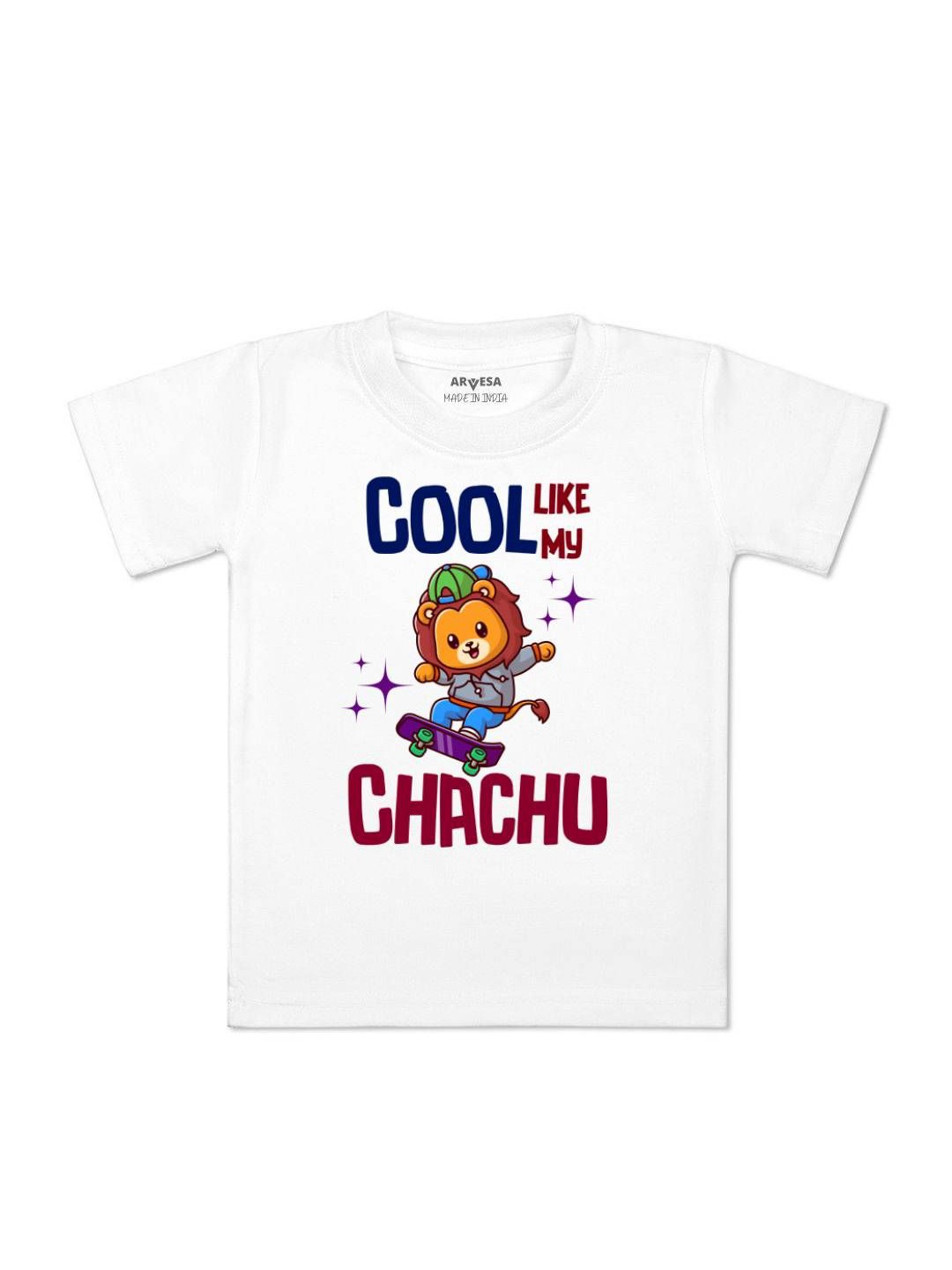 

Arvesa Kids Cool Like My Chachu Printed Tshirt, White