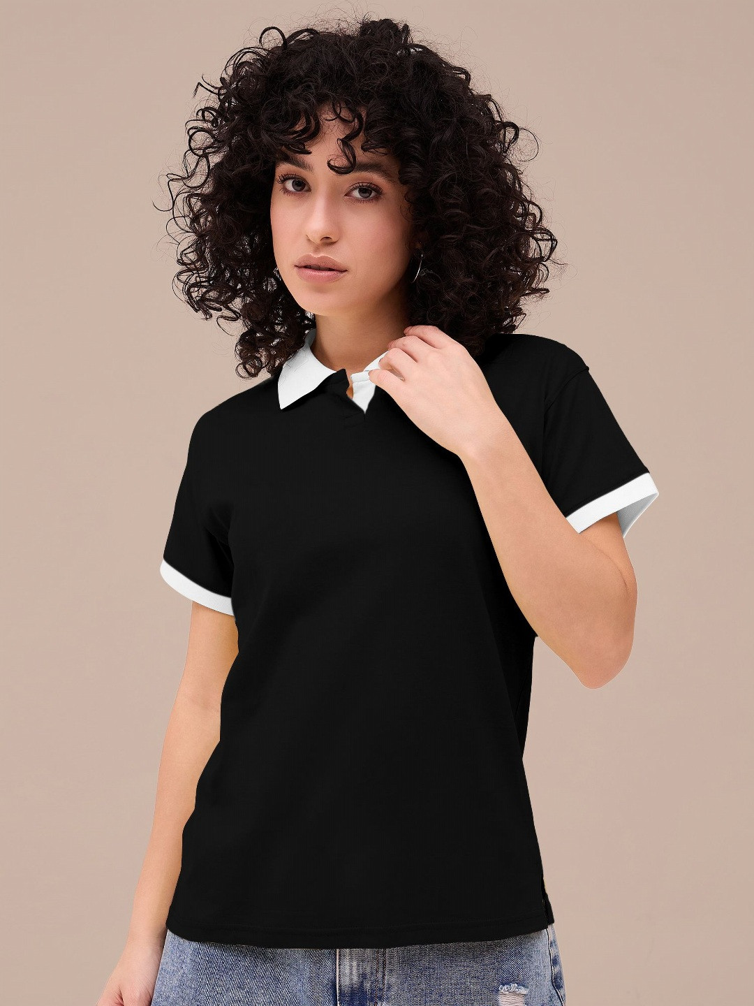 

CORSICA Women Polo Collar T-shirt, Black