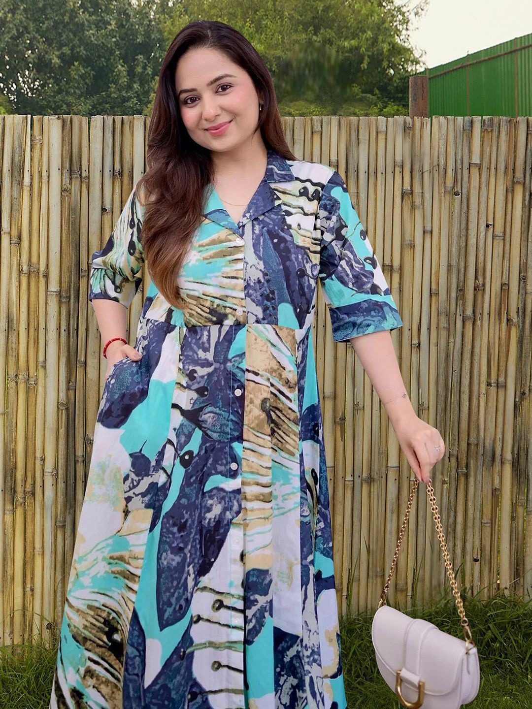 

Moda Rapido Floral Print Applique Fit & Flare Dress, Multi