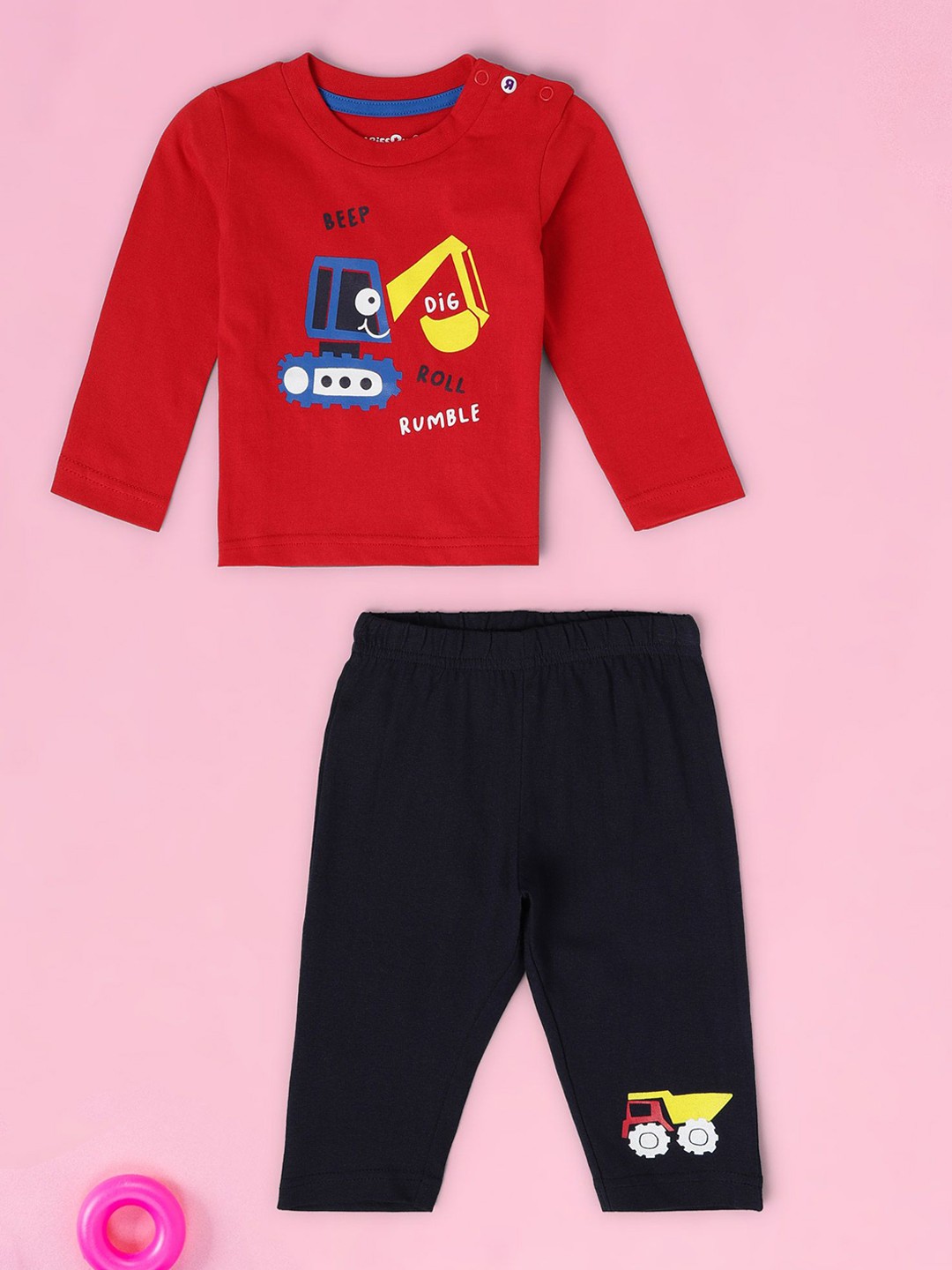 

Babies R Us Boys Printed Pure Cotton T-shirt with Trouser, Red