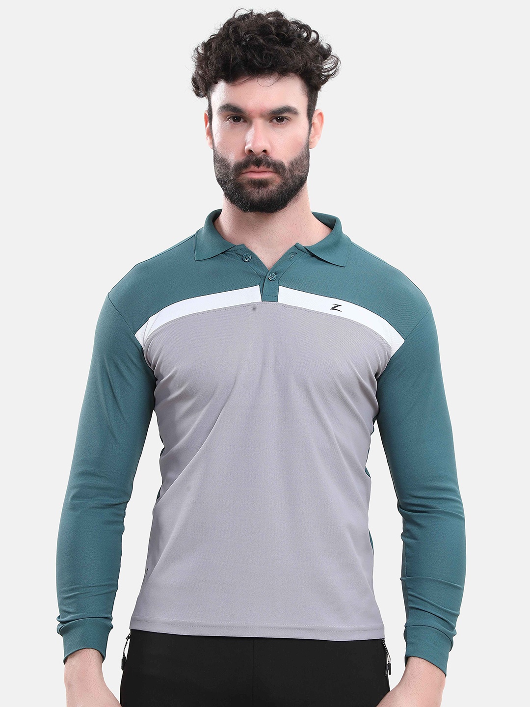 

Z Zagros Men Colourblocked Polo Collar T-shirt, Green